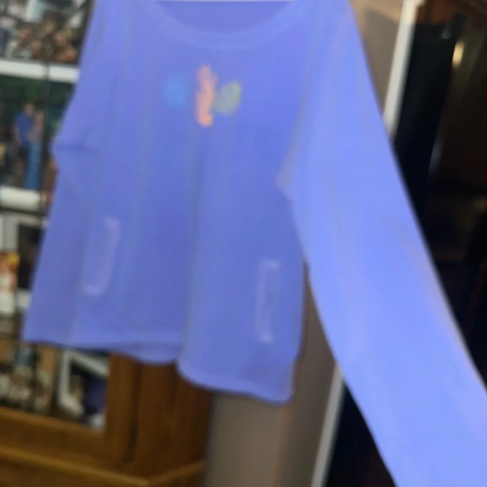 XL/XXL Stretchy Fresh Produce Blue Distressed Sweatshirt. Runs small ! - Picture 9 of 15